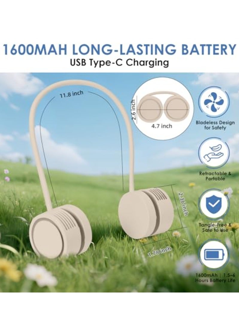 Noori Neck Fan, Portable Bladeless Wearable Fan with 360° Airflow, 3 Speeds, 1600mAh Rechargeable Battery, Quiet Foldable USB Personal Fan for Men, Women, Outdoor, Travel - Image 4
