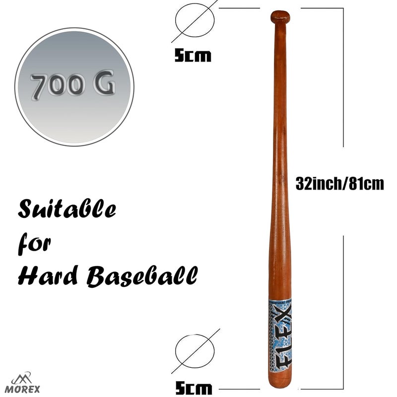MOVEX Morex Wooden Baseball Bat | 32 Inch - Heavy Duty Solid Wood Sports Bat for Baseball Practice, Training & Matches | Durable Self-Defense Baseball Bat for Adults & Youth Players (Kashmiri Wood) - Image 5