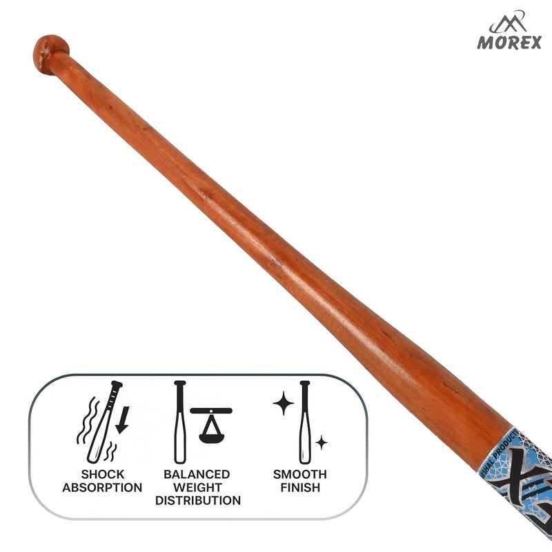 MOVEX Morex Wooden Baseball Bat | 32 Inch - Heavy Duty Solid Wood Sports Bat for Baseball Practice, Training & Matches | Durable Self-Defense Baseball Bat for Adults & Youth Players (Kashmiri Wood) - Image 3