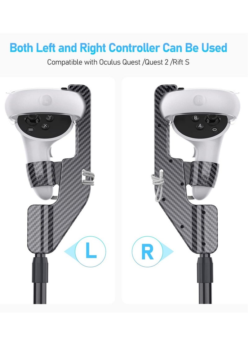 Captaintech VR Golf Club Extension for Oculus Quest 2 VR Golf Club Adapter Grip Accessory with 2 Controller Caps Bonus Carbon Fiber Golf Club Attached to Enhance Immersive VR Gaming Experience - Image 4