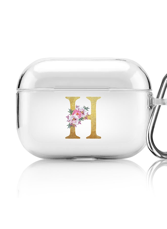 Stylizedd - Classic Clear printed Case for Apple Airpods Pro Soft TPU Gel Thin Transparent Flexible Cover - Custom Monogram Initial Letter Floral Pattern Alphabet - H (Clear ) - Image 1