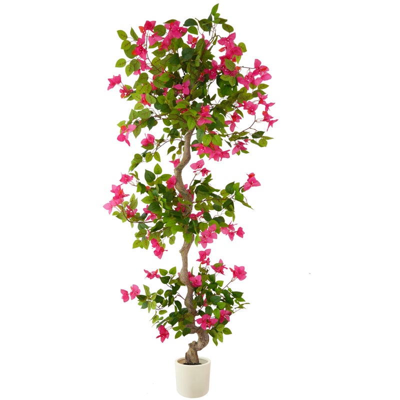 Warmplants 6ft Artificial Bougainvillea Tree, Fake Bougainvillea Pink Flower Silk Plant in White Planter, Faux Blooming Topiary Tree for Indoor Outdoor Home Office Wedding DÃ©cor - Image 1