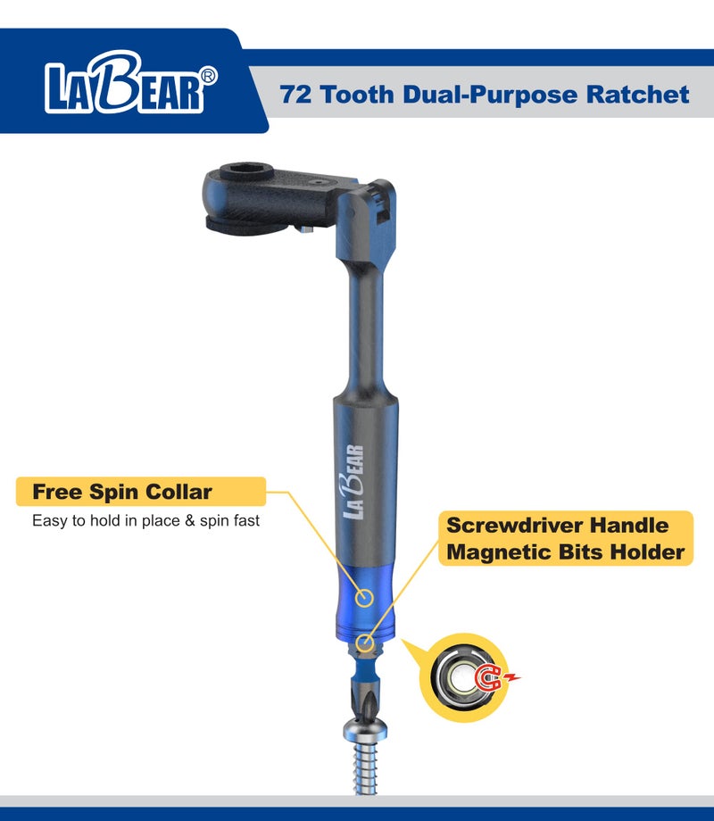 LaBear 29-Piece 1/4" Ratchet & 1/4'' Dr. Socket Set / 2-in-1 Bit & Socket Holder 1/4-inch S2 Impact Bits, Socket Adapter for home electronics, vehicles - Image 5