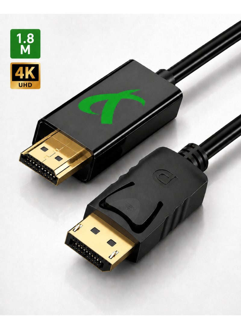 FUJISHKA 4K at 30Hz Displayport to HDMI Cable for Desktop Computer and Monitor - 1.8m - Image 1