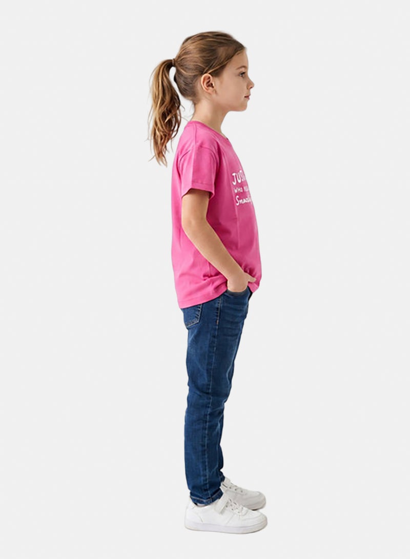 Andora Regular Fit Slip On Printed Girls T-Shirt - Fuchsia - Image 2