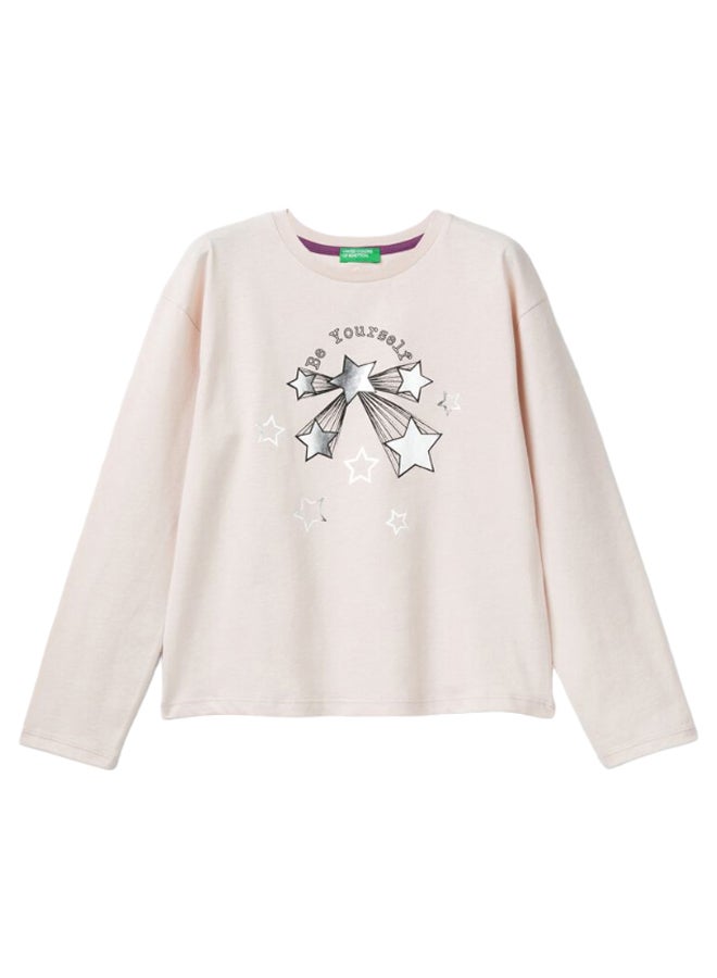 Benetton Printed Long Sleeve Crew Neck T-shirt  - Image 1