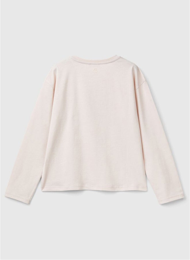 Benetton Printed Long Sleeve Crew Neck T-shirt  - Image 2