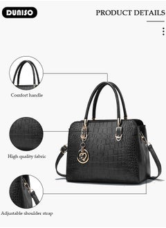 DUNISO Women's Fashion Handbag Faux Leather Crossbody Bag For Women Large Capacity Bow Trim Tote Bags Top Handle Satchel Fashionable Travel Shoulder Bag For Ladies  - Image 2