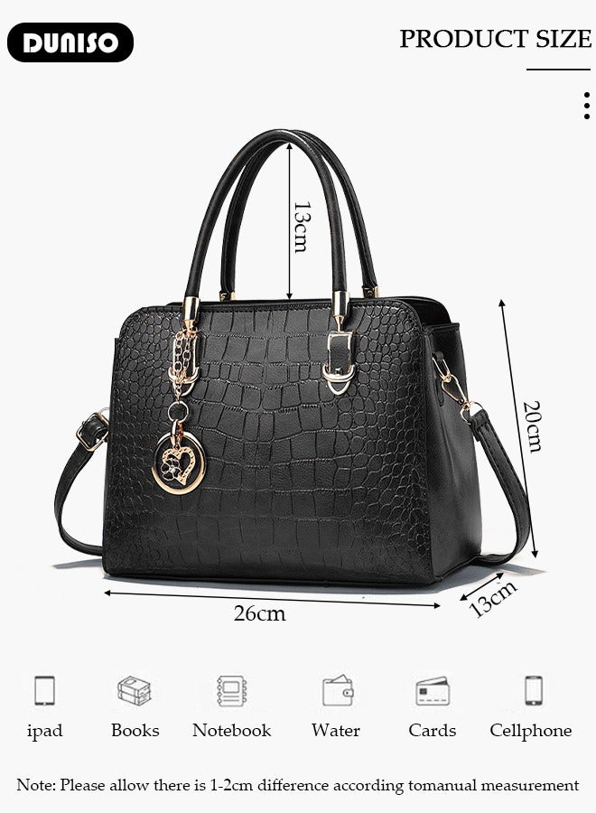 DUNISO Women's Fashion Handbag Faux Leather Crossbody Bag For Women Large Capacity Bow Trim Tote Bags Top Handle Satchel Fashionable Travel Shoulder Bag For Ladies - Image 4