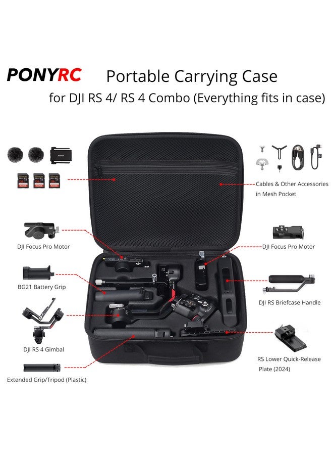 بوني ار سي حقيبة حمل Rs 4، حقيبة كتف محمولة مقاومة للماء من جلد البولي يوريثان، حقيبة سفر لـ Dji Ronin Rs 4/ Rs 4 Combo، مثبت وإكسسوارات خفيفة الوزن ذات 3 محاور - Image 3