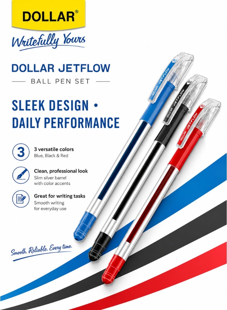 Dollar Jetflow 0.7 mm Fine-Point Hybrid Ballpoint Pen – Smooth Writing | Blue - Image 5