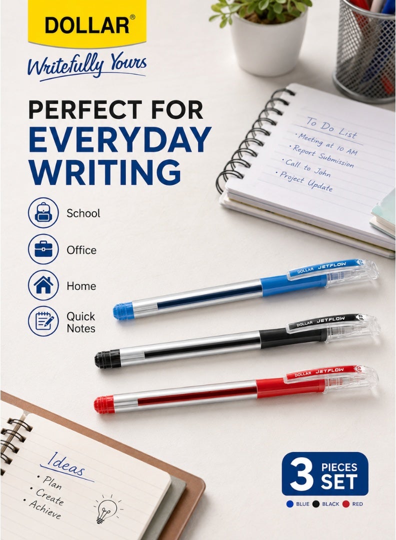 Dollar Jetflow 0.7 mm Fine-Point Hybrid Ballpoint Pen – Smooth Writing | Blue - Image 4