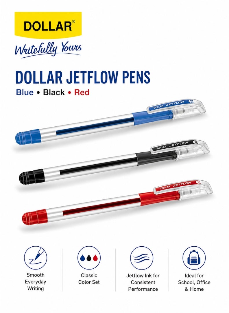Dollar Jetflow 0.7 mm Fine-Point Hybrid Ballpoint Pen – Smooth Writing | Blue - Image 1