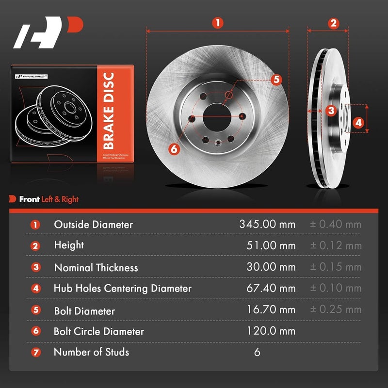 A-Premium دوارات فرامل قرص أمامية A-Premium لسيارات كاديلاك وساب - Image 5