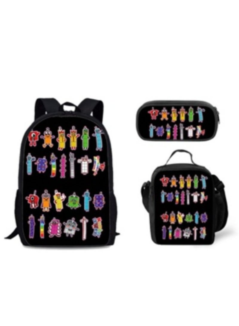 Student large capacity backpack cartoon backpack shoulder bag shoulder bag pencil case three piece set - Image 1