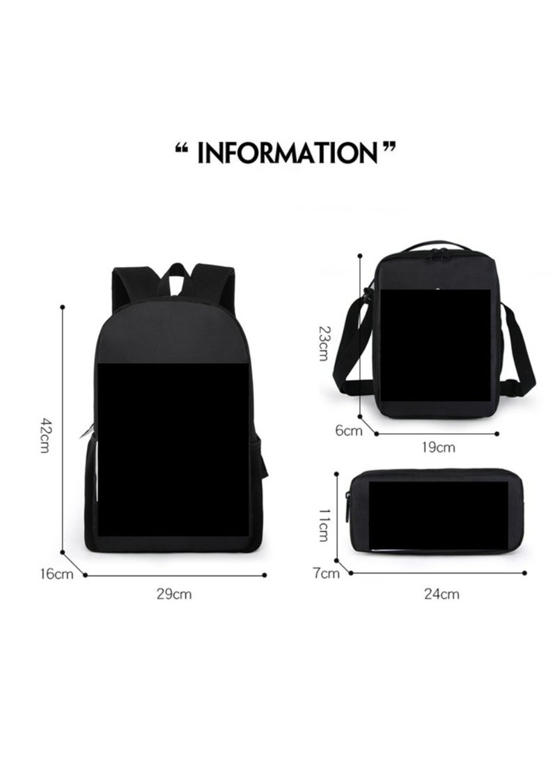 Student large capacity backpack cartoon backpack shoulder bag shoulder bag pencil case three piece set - Image 2