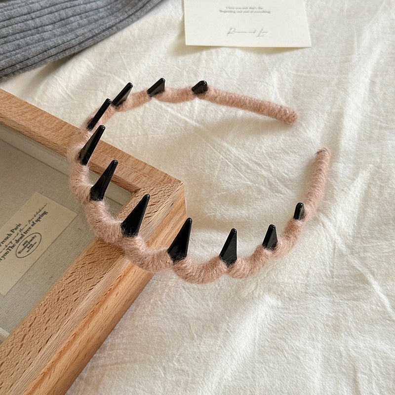 Generic Colorful Woolen Wavy Headband for Women Fashion 4322-5-lotus root powder wool toothed headband 