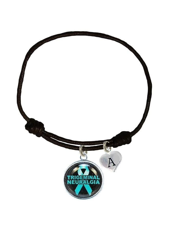 Arabest Trigeminal Neuralgia Awareness Black Leather Unisex Bracelet Jewelry Choose Initial 