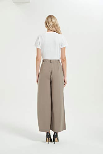 Tronjori Women High Waist Casual Wide Leg Long Palazzo Pants Trousers Regular Size(M,Mocha) - Image 4