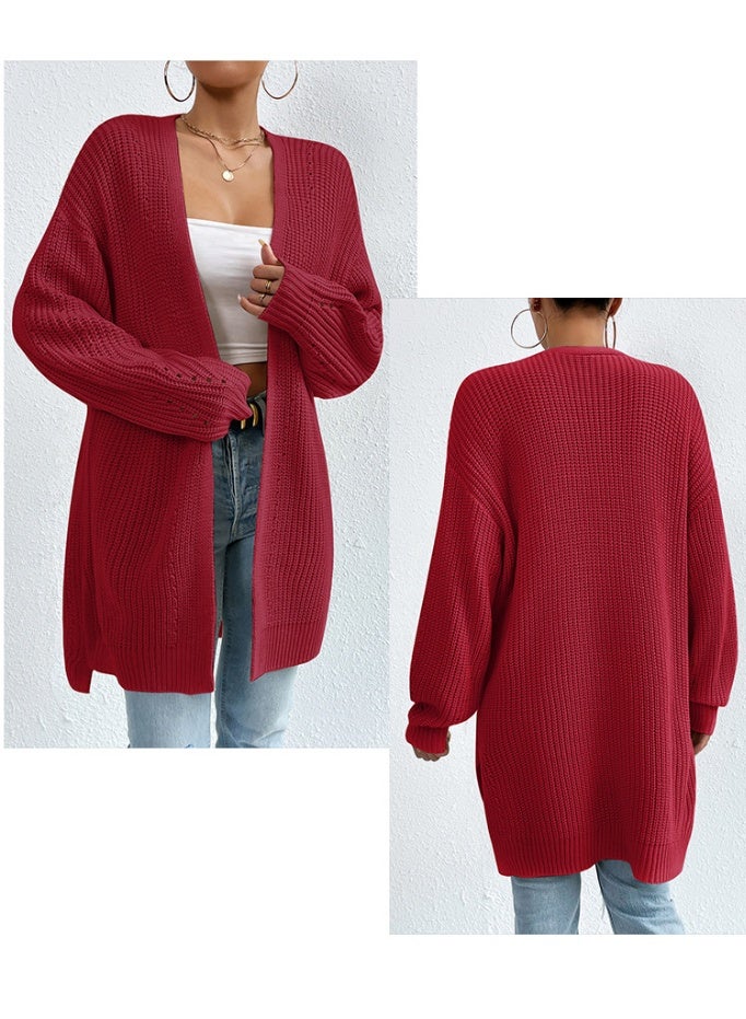 NIBEMINENT Autumn and Winter  Loose Mid-Length Sweater Cardigan Knitted Sweater - Image 2