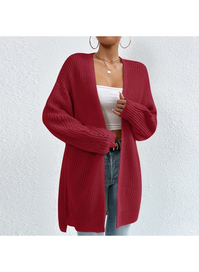 NIBEMINENT Autumn and Winter  Loose Mid-Length Sweater Cardigan Knitted Sweater - Image 1
