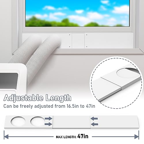 Flamorrow Dual Hose Portable Air Conditioner Window Kit, 5.9" Diameter Adjustable Window Seal Plates with Foam Seal Strip, Sliding AC Window Vent Kit for Exhaust Hose, White - Image 4