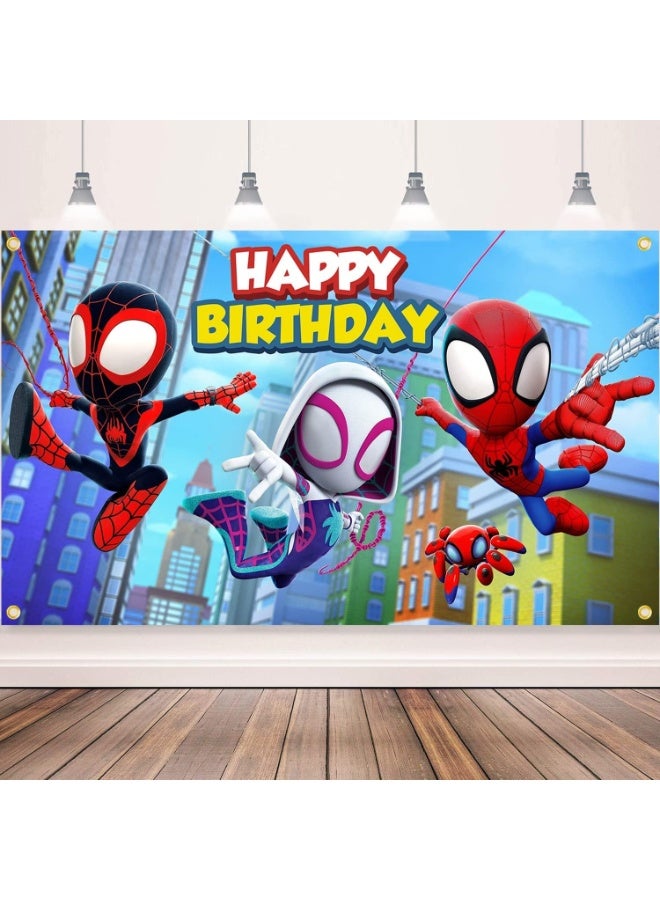 KASTWAVE Spidey and His Amazing Friends Birthday Party Decorations, Party Supplies Set Include Banner, Backdrop, Balloons, Hanging Swirls, Tablecloth for Boys Girls Spidey Theme Party - Image 2