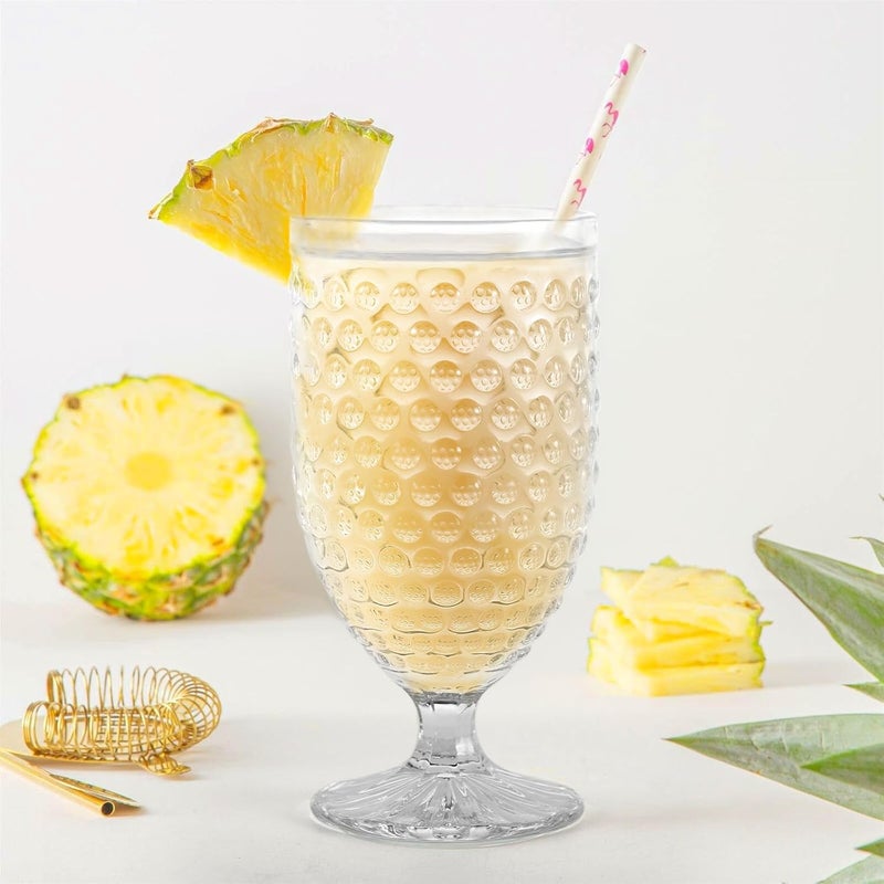 Wongblee Hobnail Glass Goblets 16.9 Oz, Stemmed Water Glasses, Iced Tea Goblets, Vintage Drinking Glasses for Beverages, Set of 4 (Clear) - Image 5