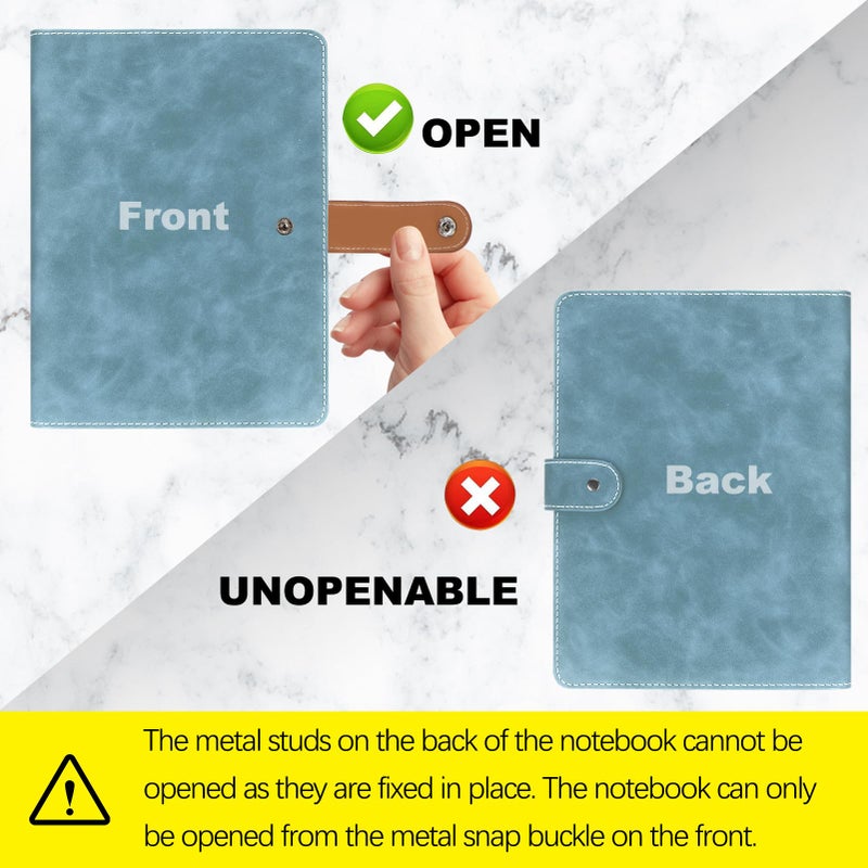 FYY A5 Binder Refillable Planner Notebook 6 Ring PU Leather Binder Journal with Pockets, Dividers, Refill Paper Blue - Image 5