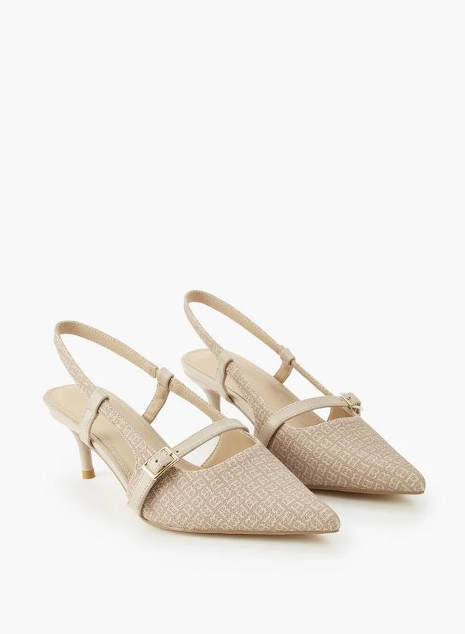 Flora Bella By Shoexpress Women Monogram Print Slingback Shoes