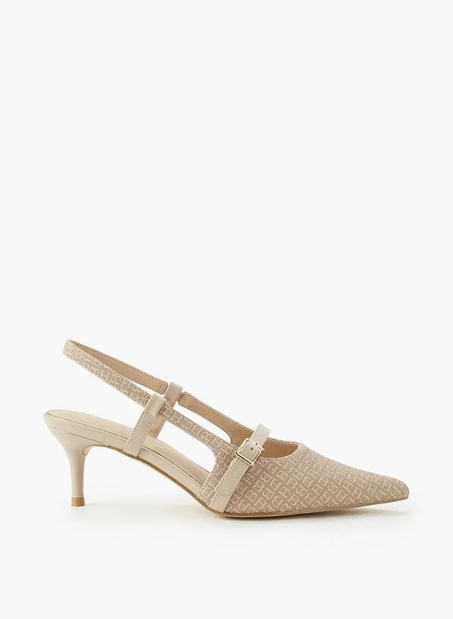 Flora Bella By Shoexpress Women Monogram Print Slingback Shoes