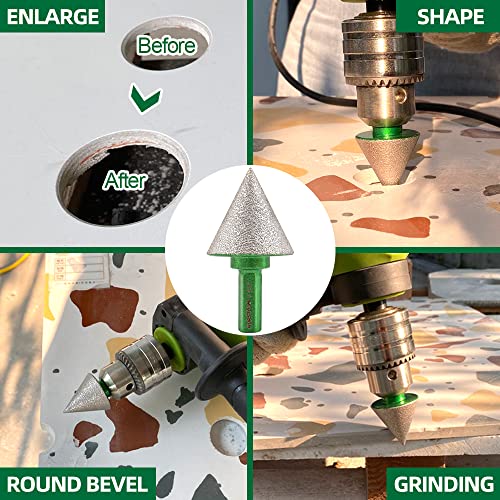 KURSTOL Diamond Core Drill Bit Kit - 6/8/10/20/25/28/35/45/50/65mm Triangle Shank +35mm Hex Shank Beveling Chamfer Bit Tile Hole Saws for Dry Drilling Porcelain Ceramic Tile Granite Marble Stone - Image 4