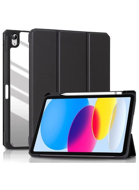 Case for New iPad 10th Generation 10.9 Inch 2022 / iPad 11th Generation 2025 - Shockproof Cover with Clear Transparent Back Shell with Pencil Holder, Auto Sleep/Wake Cover