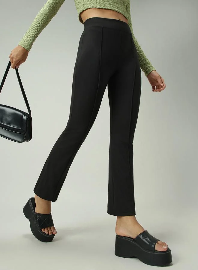 Outzidr  Black Fitted Flared Leggings for Women | Best Price UAE