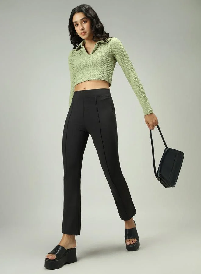 Outzidr  Black Fitted Flared Leggings for Women | Best Price UAE