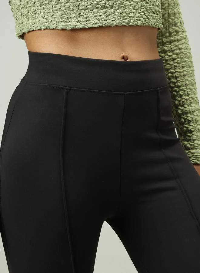 Outzidr  Black Fitted Flared Leggings for Women | Best Price UAE