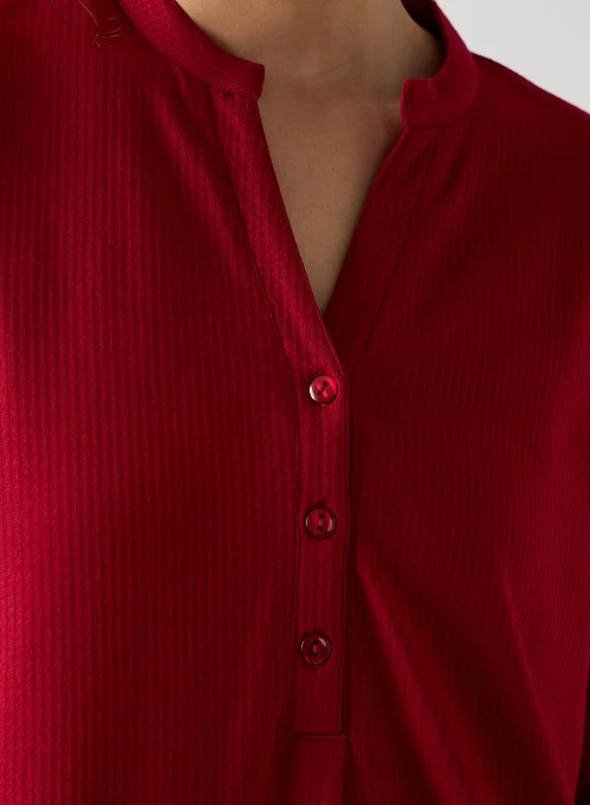 Femmella ruby red Red Cotton Knit Maxi Dress with 3/4 Sleeves for Women | Best Price UAE