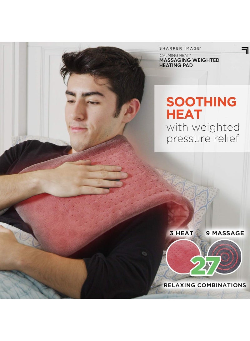 Calming Heat Massaging Weighted Heating Pad by Sharper Image - Electric Heating Pad with Massaging Vibrations, Auto - Off,12 Settings - 3 Heat, 9 Massage - Pain Relief - Image 5