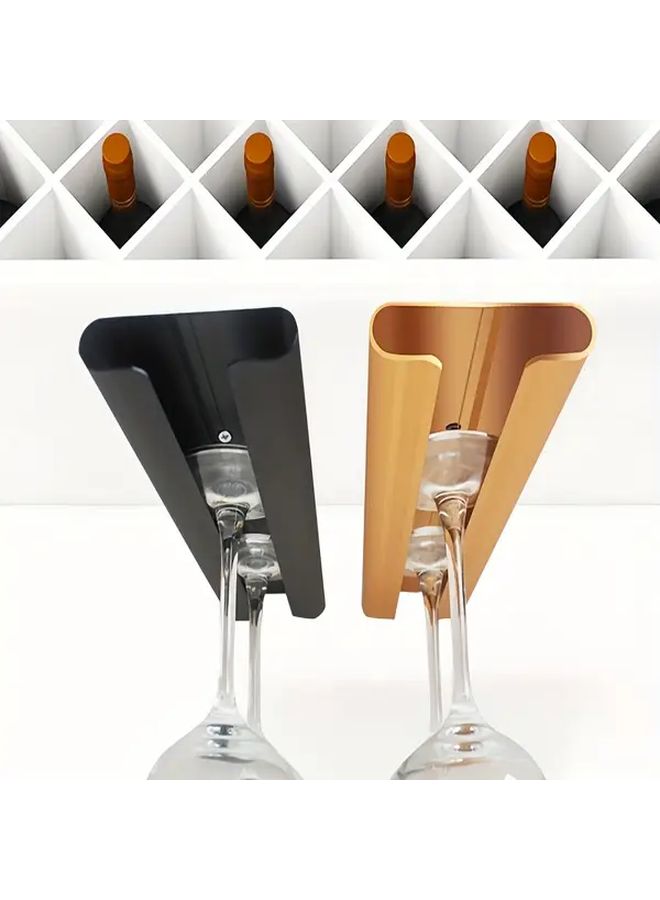 Black Under Cabinet Wine Glass Holder Aluminum Easy Install Home Bar - Image 2