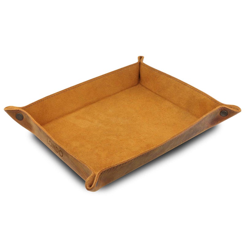 Londo Genuine Leather Tray Organizer - Practical Lightweight Water Resistant Computer Table Desk Storage Box for Wallets, Watches, Keys, Coins, Cell Phones and Office Equipment - Image 4