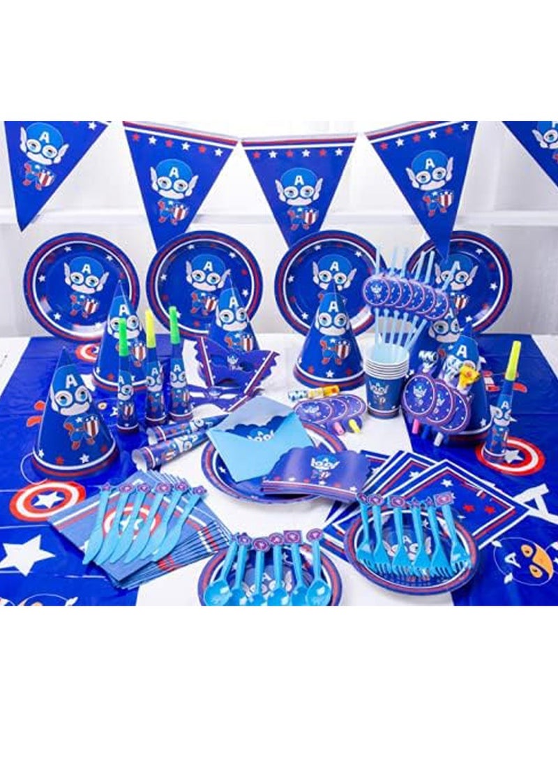 Brain Giggles Captain America Theme Tableware for Birthday Party Supplies - Image 1