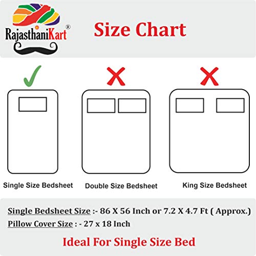 RajasthaniKart Pure Cotton 144 TC Single Size Bed Sheet with 1 Pillow Cover - Bedsheet for Single Bed (Green, Single Bedsheets Cotton,203) - Image 4