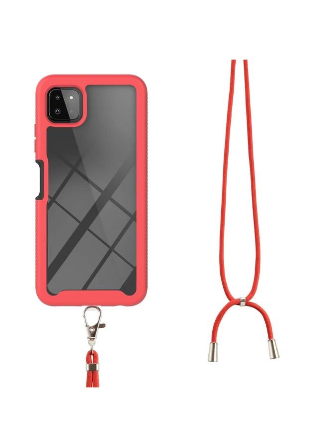 اس-توب جراب لهاتف Samsung Galaxy A22 5G Starry Sky بلون سادة مقاوم للصدمات من البولي كربونات + جراب واقٍ من مادة TPU مع حزام للرقبة - Image 2