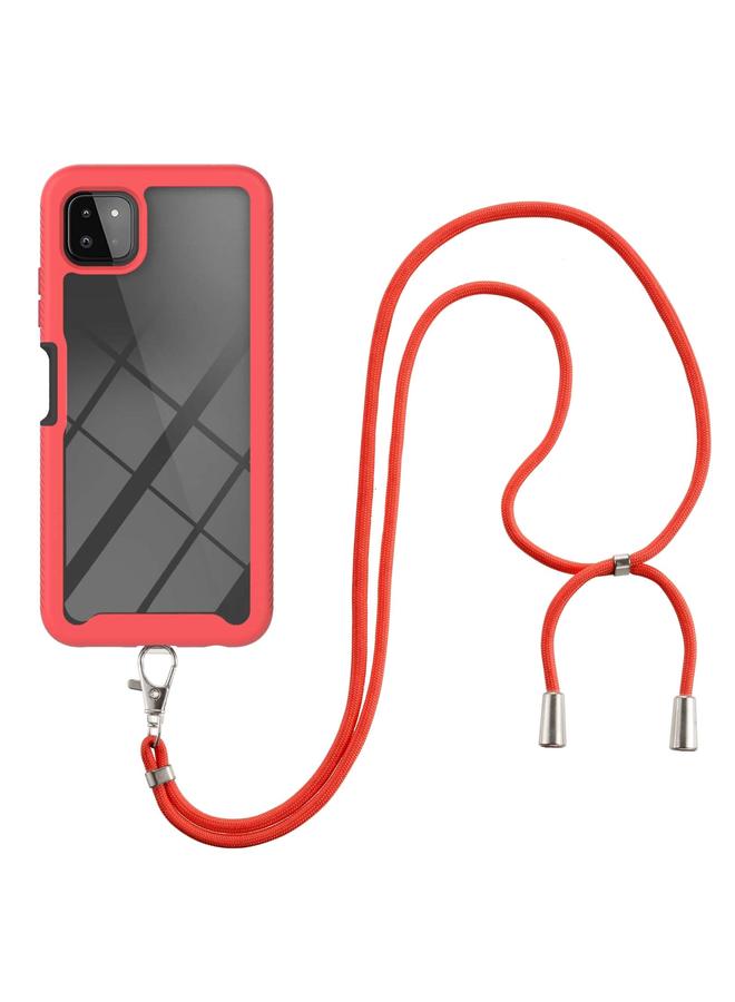 اس-توب جراب لهاتف Samsung Galaxy A22 5G Starry Sky بلون سادة مقاوم للصدمات من البولي كربونات + جراب واقٍ من مادة TPU مع حزام للرقبة - Image 1