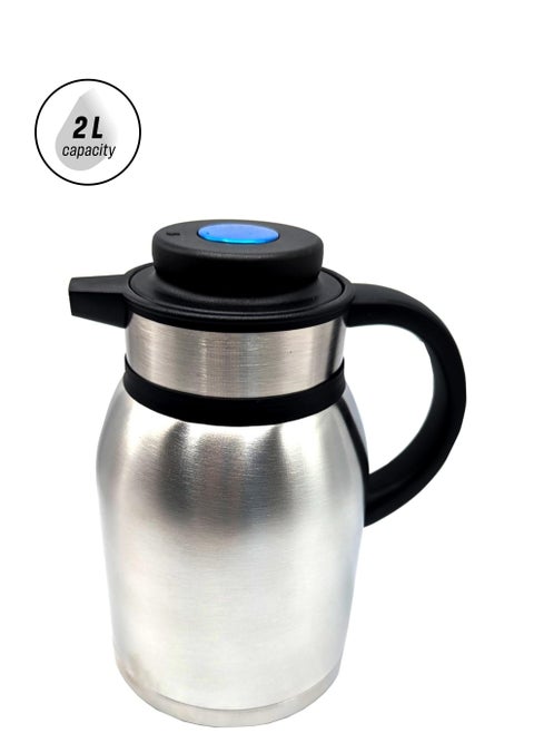 European-Style Stainless Steel Flask 2000 ml: Double-Walled Insulation, Keeps Drinks Hot or Cold for Hours, Leak-Proof, Durable, Sleek Design, Ideal for Travel and Outdoor Activities
