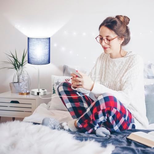 Lynnoland Set of 2 Touch Control Table Lamps with 2 USB & AC Outlet, 3-Way Dimmable Bedside Nightstand Lamps for Bedroom Living Room Nursery, 800 Lumens 5000K Daylight Bulbs Included - Image 5