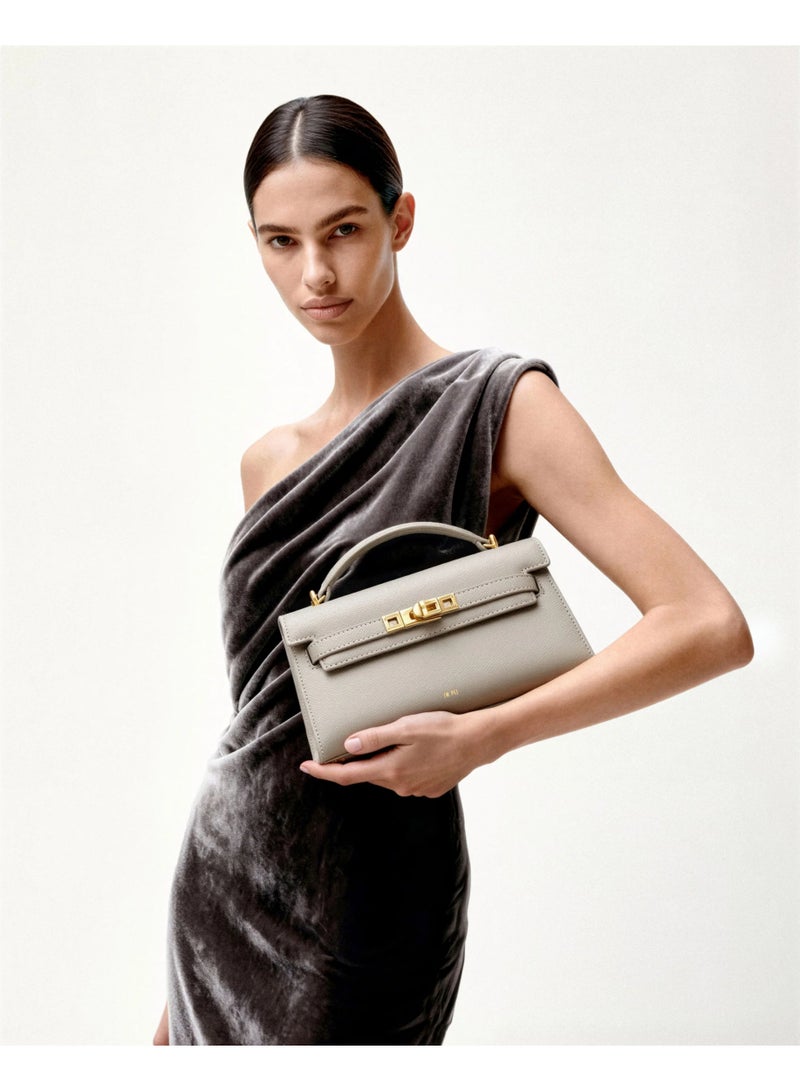 جي دبليو بي حقيبة كيلي من جلد نور المحبب، حقيبة يد أنيقة للسيدات مع حزام كتف قابل للتعديل والإزالة - Image 2