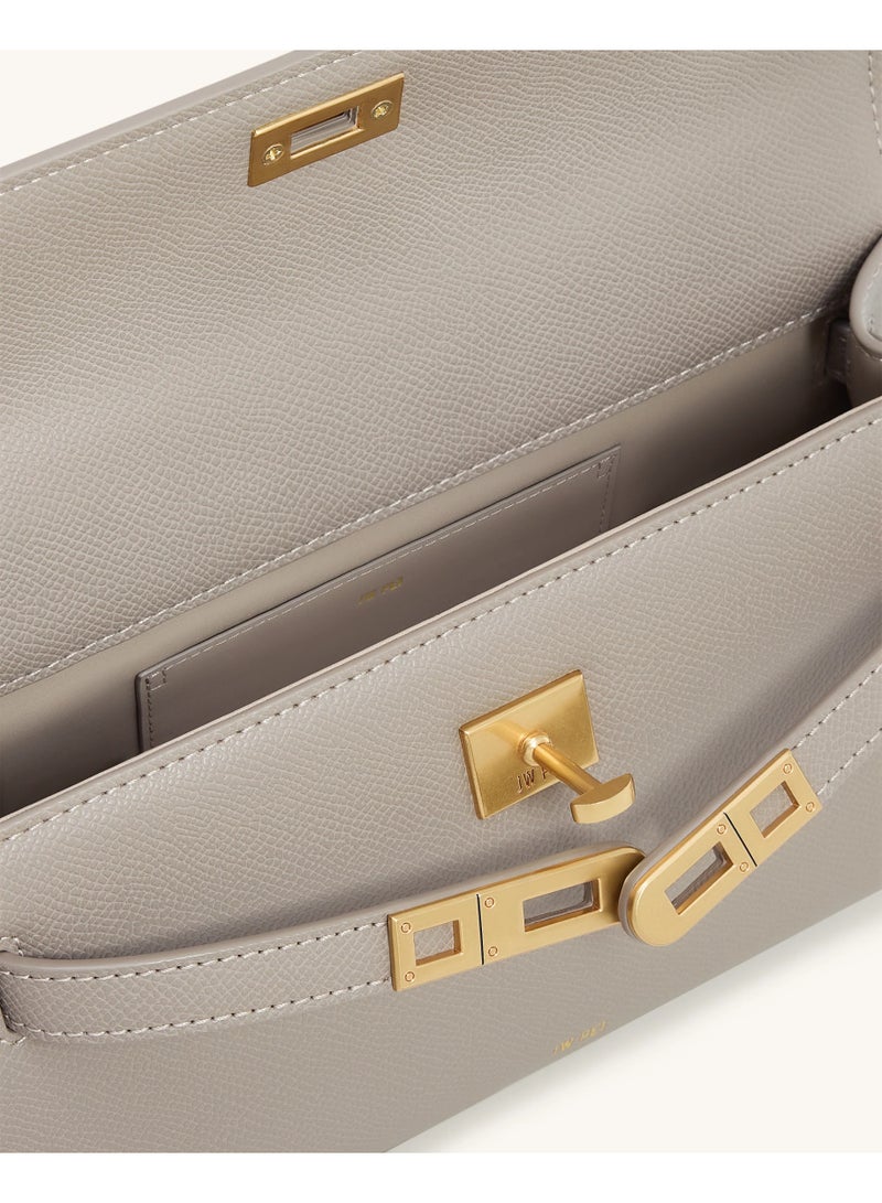 جي دبليو بي حقيبة كيلي من جلد نور المحبب، حقيبة يد أنيقة للسيدات مع حزام كتف قابل للتعديل والإزالة - Image 5