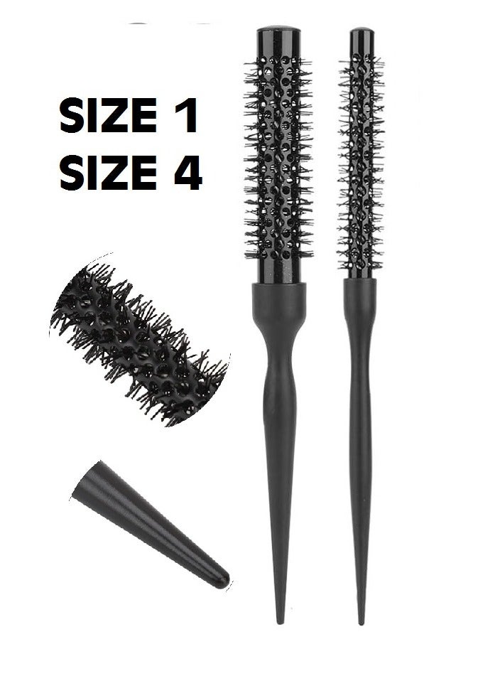 BLACK Wood Hair Dryer Brush, Size 1 with Size 4 Original Salon 2 Pieces - Image 1