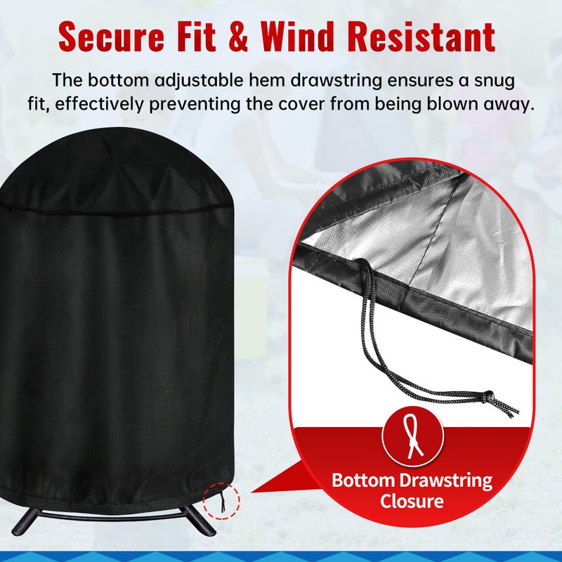 iCover غطاء شواية دائري iCOVER، 29" قطر × 38" ارتفاع غطاء مدخن قبة، غطاء شواية فحم مقاوم للماء، غطاء شواء مقاوم للأشعة فوق البنفسجية، غطاء باربكيو خارجي لوبر، تشار-برويل، برينكمان والمزيد - Image 4